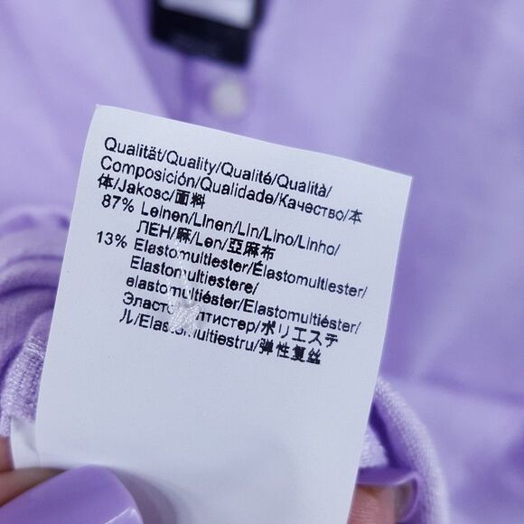 HUGO BOSS Shirt Mens XXL Purple Slim Fit Stretch Linen Chambray ROAN KEN $138 - Picture 6 of 10